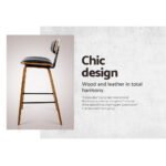 Artiss 2x Bar Stools Leather Padded w/Backrest - Image 6