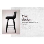 Artiss Bar Stools Kitchen Leather Barstools Swivel Wooden Chairs X4 - Image 4