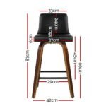 Artiss 2x Bar Stools Swivel Leather Padded Wooden - Image 2