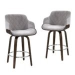 Artiss 4x Bar Stools Swivel Velvet Padded Wooden - Image 3
