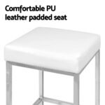Artiss 4x Bar Stools Leather Padded Metal White - Image 5