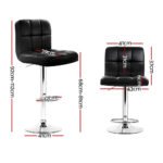 Artiss 2x Bar Stools Leather Gas Lift Black - Image 2