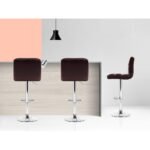 Artiss 2x Bar Stools Leather Gas Lift Brown - Image 6