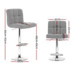 Artiss 2x Bar Stools Kitchen Dining Chairs Counter Stool Gas Lift Fabric Grey - Image 2