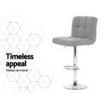 Artiss 4x Bar Stools Fabric Gas Lift Grey - Image 6
