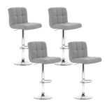 Artiss 4x Bar Stools Fabric Gas Lift Grey - Image 8
