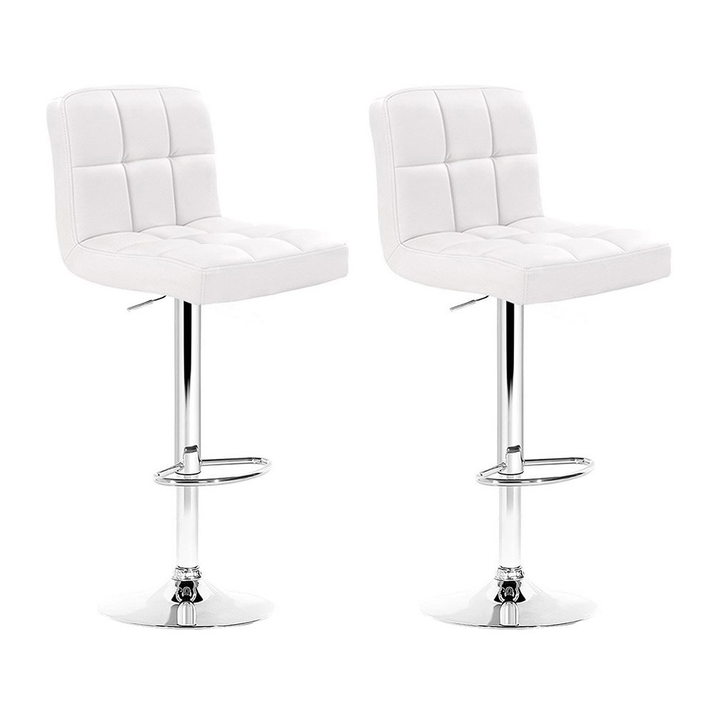 BA-TW-NEW1055-WHX2-202503051322-00 Artiss 2x Bar Stools Leather Gas Lift White - Image 1