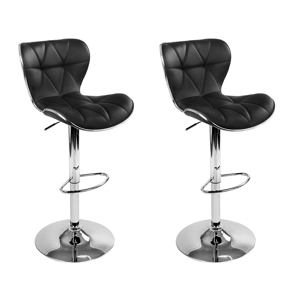 BA-TW-NEW4045-BKX2-202503051322-00 Artiss 2x Bar Stools Gas Lift Leather Seat Black - Image 1