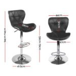Artiss 2x Bar Stools Gas Lift Leather Seat Black - Image 2