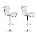 Artiss 2x Bar Stools Gas Lift Leather Seat White