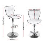 Artiss 2x Bar Stools Gas Lift Leather Seat White - Image 2
