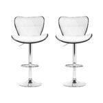 Artiss 2x Bar Stools Gas Lift Leather Seat White - Image 3