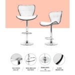 Artiss 4x Bar Stools Gas Lift Leather Seat White - Image 4