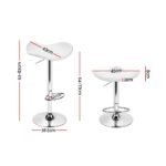 Artiss 2x Bar Stools Leather Gas Lift Chair White - Image 2