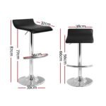 Artiss 2x Bar Stools Adjustable Gas Lift Chairs Black - Image 2