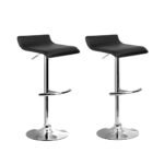 Artiss 2x Bar Stools Adjustable Gas Lift Chairs Black - Image 8