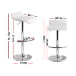 Artiss 2x Bar Stools Adjustable Gas Lift Chairs White - Image 2