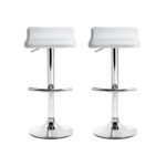 Artiss 2x Bar Stools Adjustable Gas Lift Chairs White - Image 3
