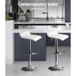 Artiss 2x Bar Stools Adjustable Gas Lift Chairs White - Image 4