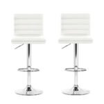 Artiss 2x Bar Stools Padded Leather Gas Lift White - Image 3