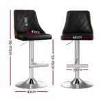 Artiss 2X Bar Stool Wood Swivel Adjustable Kitchen Counter Stool Leather Black - Image 2