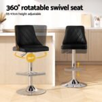 Artiss 2X Bar Stool Wood Swivel Adjustable Kitchen Counter Stool Leather Black - Image 4
