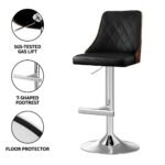Artiss 2X Bar Stool Wood Swivel Adjustable Kitchen Counter Stool Leather Black - Image 6