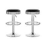 Artiss Set of 2 Backless PU Leather Bar Stools - Black and Chrome - Image 7