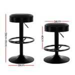 Artiss 4x Bar Stools Leather Padded Gas Lift Black - Image 2