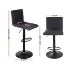 Artiss 4x Bar Stools Gas Lift Linen Fabric Black - Image 2