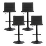 Artiss 4x Bar Stools Gas Lift Linen Fabric Black - Image 3