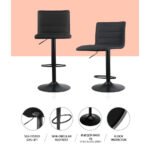 Artiss 4x Bar Stools Gas Lift Linen Fabric Black - Image 4