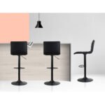 Artiss 4x Bar Stools Gas Lift Linen Fabric Black - Image 5