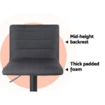 Artiss 4x Bar Stools Gas Lift Linen Fabric Black - Image 6