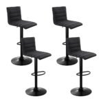 Artiss 4x Bar Stools Gas Lift Linen Fabric Black - Image 8