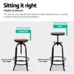 Artiss 4x Bar Stools Kitchen Dining Chairs Adjustable Wooden Vintage Stool - Image 6