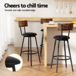 Artiss 2X Industrial Bar Stools Upholstered Counter Chairs Steel Frame Anti-Scratch - Image 4