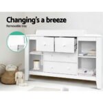 Keezi Baby Changing Table Diaper Station Drawers Chest Cabinet Nursery Furniture - Image 6