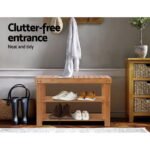 Artiss Shoe Rack Shoe Bench 10 Pairs Bamboo - Image 4