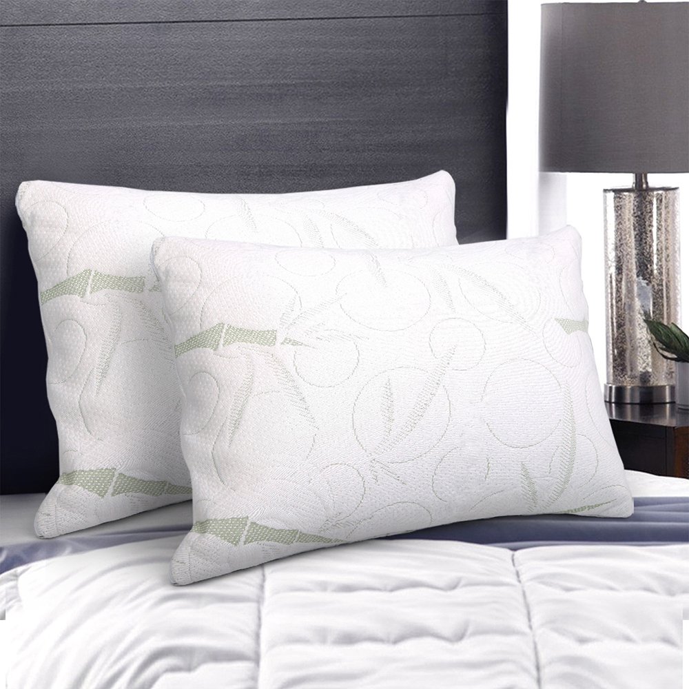 BAM-SHED-PILLOWX2-3487-07 Giselle Bedding Memory Foam Pillow Bamboo Twin Pack - Image 1