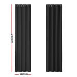 Artiss 2X Blockout Curtains Eyelet 140x230cm Black - Image 2