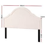 Artiss Bed Frame Bed Head Headboard King Velvet IRIS Beige - Image 2