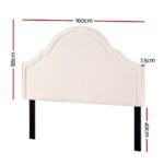 Artiss Bed Frame Bed Head Headboard Queen Velvet IRIS Beige - Image 2