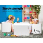 Keezi 3PCS Kids Table and Chairs Set Multifunctional Storage Desk White - Image 5