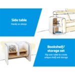 Keezi 3PCS Kids Table and Chairs Set Multifunctional Storage Desk White - Image 6