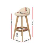 Artiss 2x Bar Stools Padded Leather Wooden Beige - Image 2