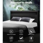 Artiss Bed Frame Double Size LED Gas Lift Black COLE - Image 4