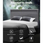 Artiss Bed Frame Double Size LED Gas Lift Grey COLE - Image 4