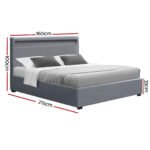 Artiss Bed Frame Queen Size LED Gas Lift Grey COLE - Image 3