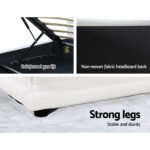 Artiss Bed Frame Queen Size LED Gas Lift White LUMI - Image 6